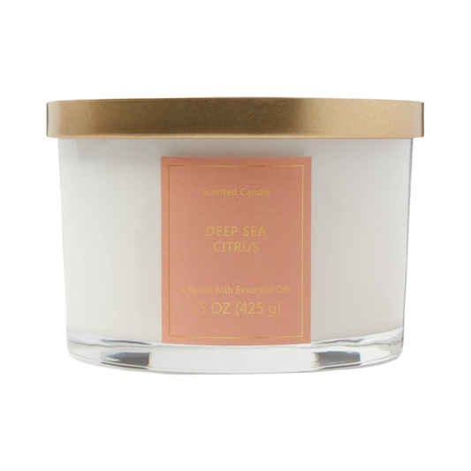 Deep Sea Citrus 15oz Gold Lidded Glass Jar 3 Wicks - Opalhouse