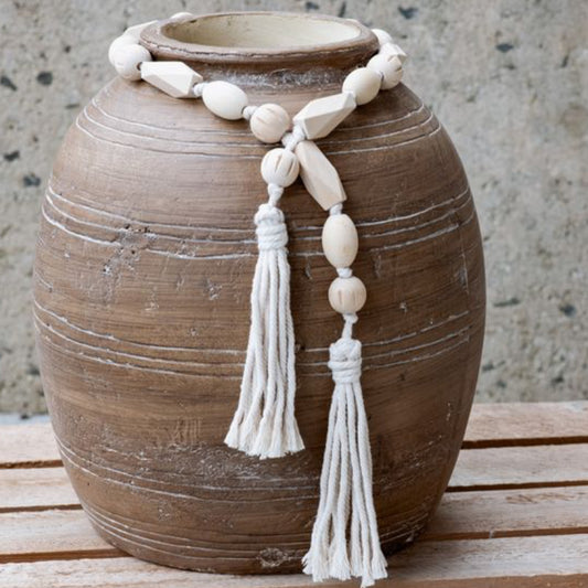 36' Natural Beads W/Tassle