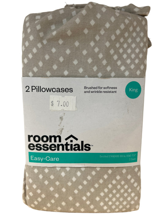 King Easy Care Printed Tan Pillowcase Set - Room Essentials
