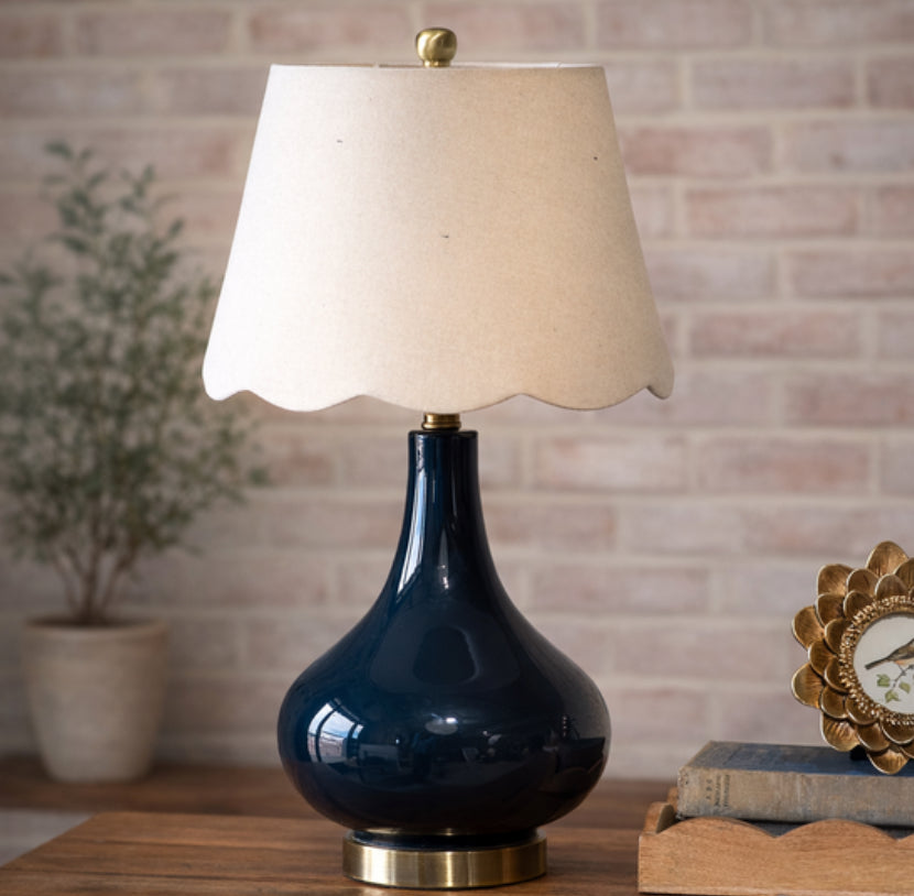 22.5" Dark Blue Glass Table Lamp