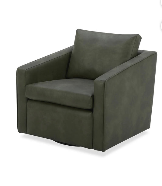 Better Homes & Gardens Steele Swivel Accent Chair, Olive Faux Leather