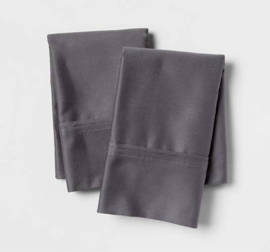 As Is Standard Solid Performance 400 Thread Count Pillowcase Set Dark Gray - Threshold