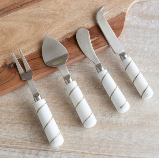 7" Marble 4 Piece Serving Set