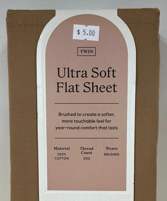 Twin 300 Thread Count Ultra Soft Flat Sheet - Brown