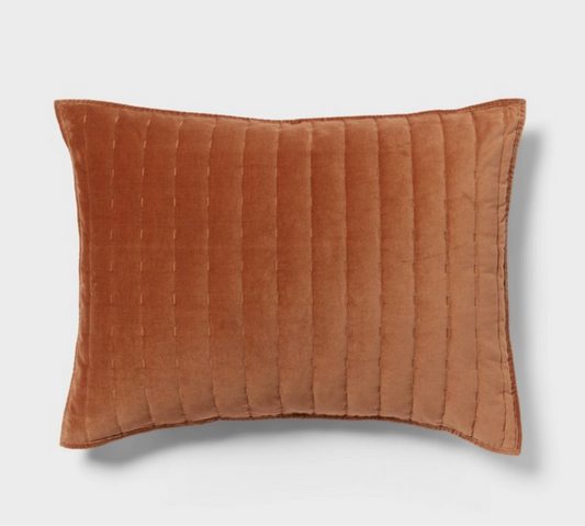 Standard Channel Stitch Velvet Quilt Sham Camel - Threshold