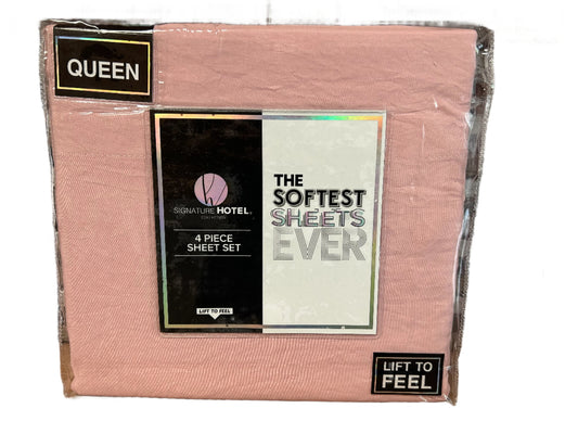 Pink Signature Hotel Collection Microfiber Queen Sheet Set