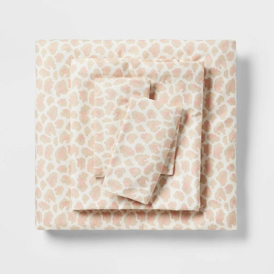 Twin/Twin Extra Long Microfiber Sheet Set Pink Leopard Print - Room Essentials
