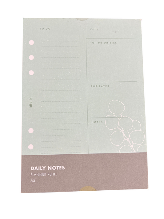 Kikki K. A5 Planner Refill Daily Notes Pastel Green