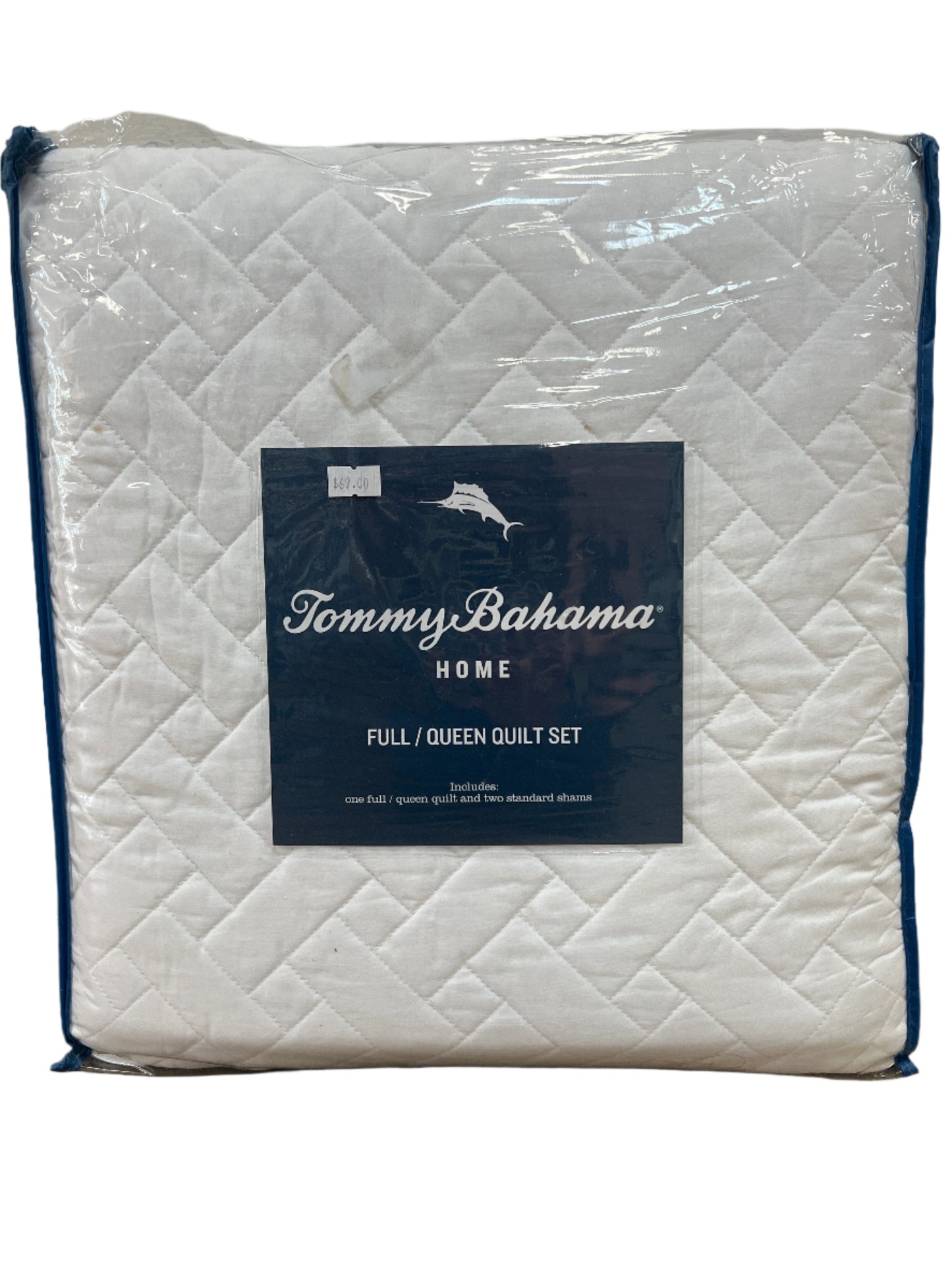 Full/Queen Tommy Bahama Home Solid Reversible 3pc Quilt Set - White