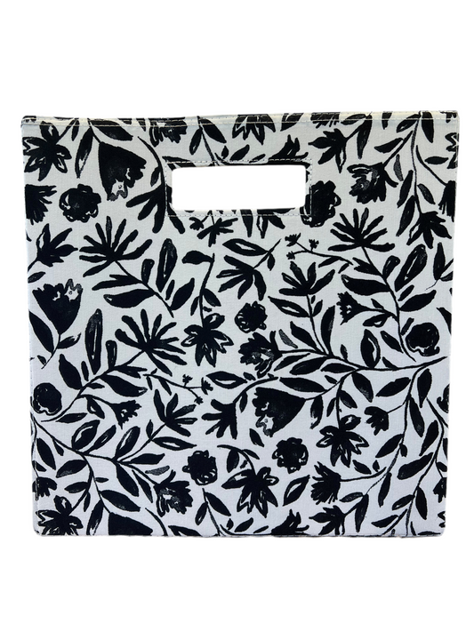 13” x 13” Fabric Bin Black Floral Print - Brightroom