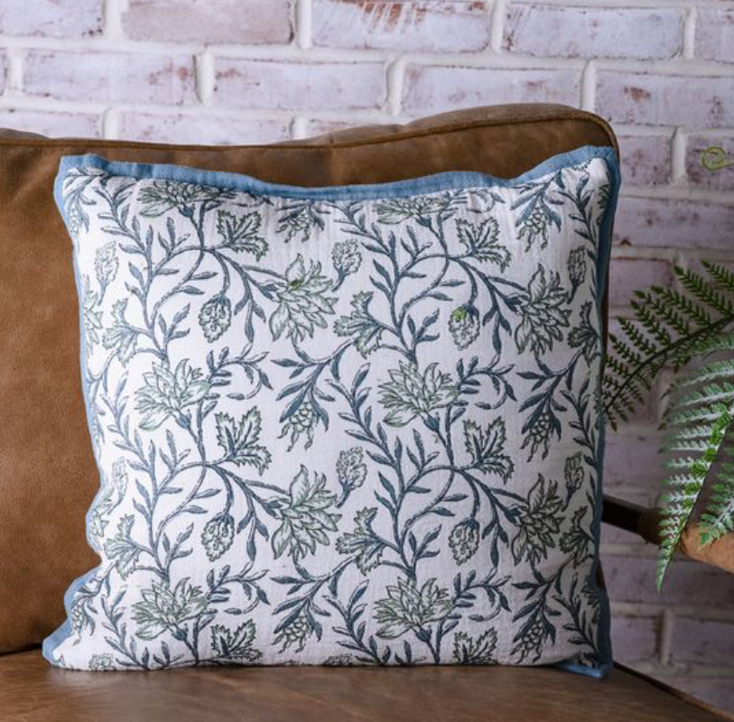 18" Steel & Green Lotus Pillow