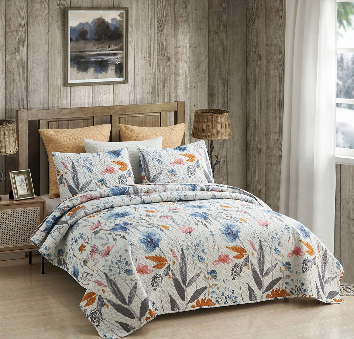 As Is JML 3 Piece Queen Quilt Set With 2 Pillow Shams