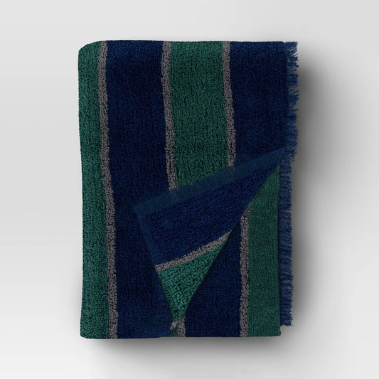 Cozy Woven Stripe Throw Blanket Navy/Green/Ivory - Room Essentials