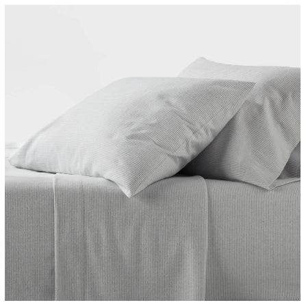 Full Size Flannel Grey Stripe Sheet Set