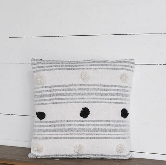 20" Stripe Pom Pom Pillow
