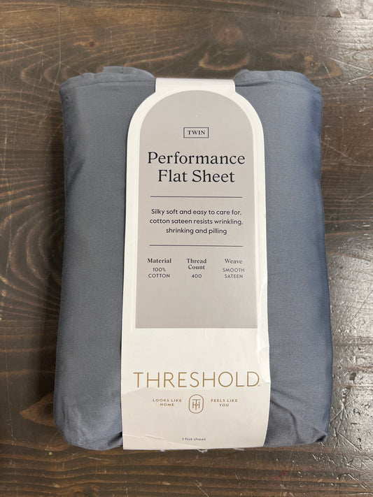 As Is Twin 400 Thread Count Performance Flat Sheet Dark Gray - Threshold
