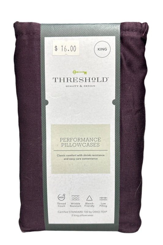King 400 Thread Count Solid Performance Pillowcase Set Dark Purple - Threshold
