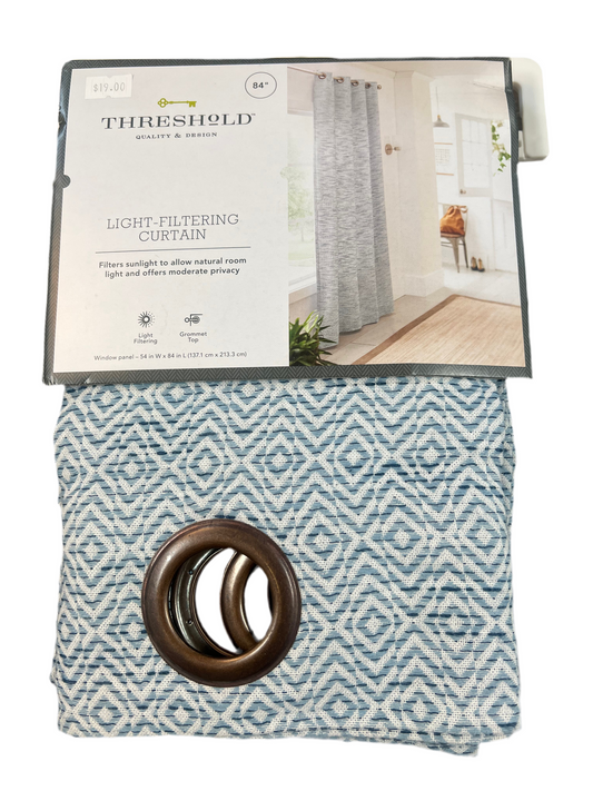 54” x 84” Threshold Light Filtering Grommet Top Curtain Panel Blue Diamond Weave - 1 Panel