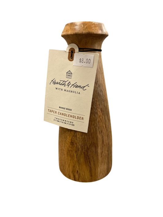 7” Mango Wood Taper Candleholder - Hearth & Hand