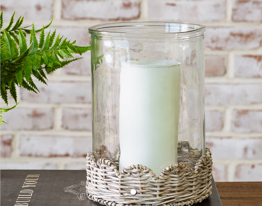 8.5" WILLOW BASE GLASS CANDLE HOLDER