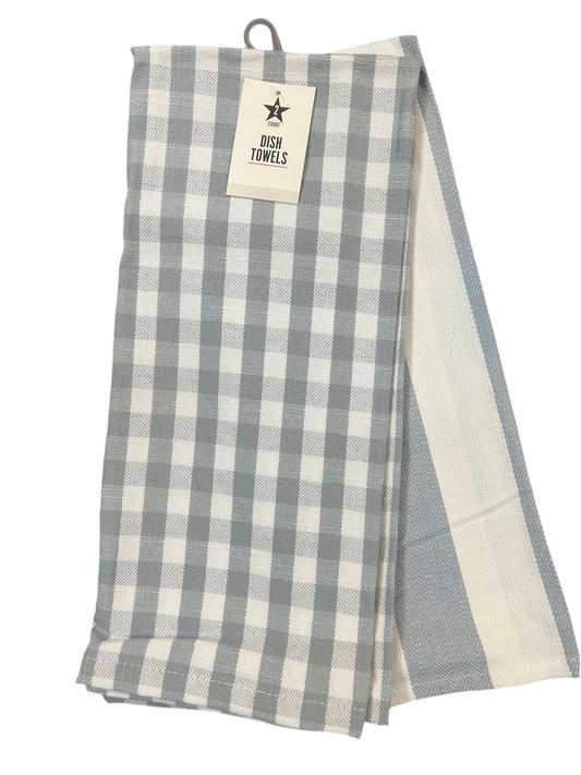 Blue / White Buffalo & Stripes 2pc Hand Towel Set