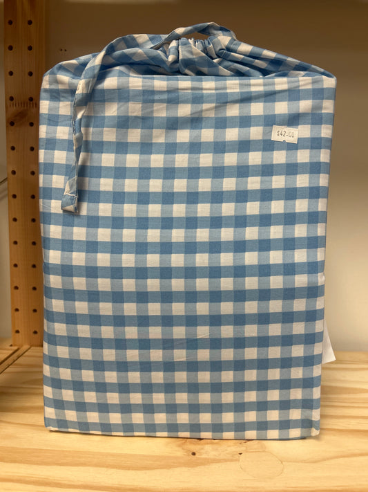 Twin Ginham Check Blue White Sheet Set