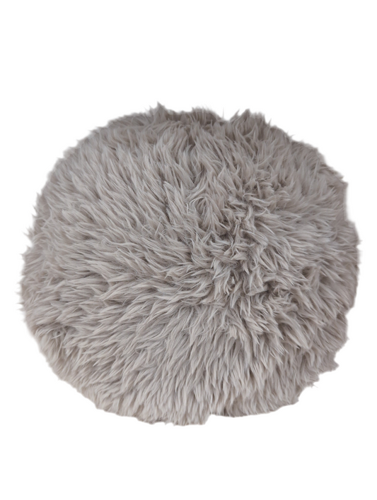 Long Faux Fur Round Throw Pillow Beige - Threshold