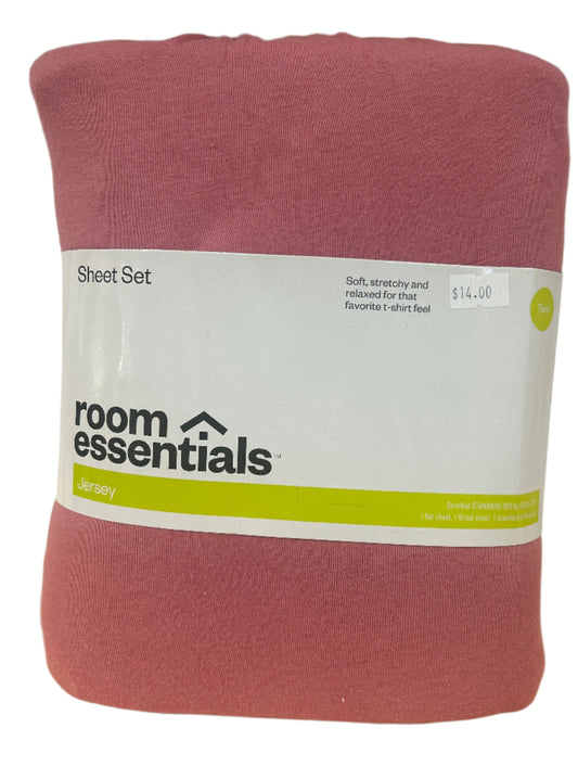 Twin Solid Jersey Sheet Set Pink - Room Essentials