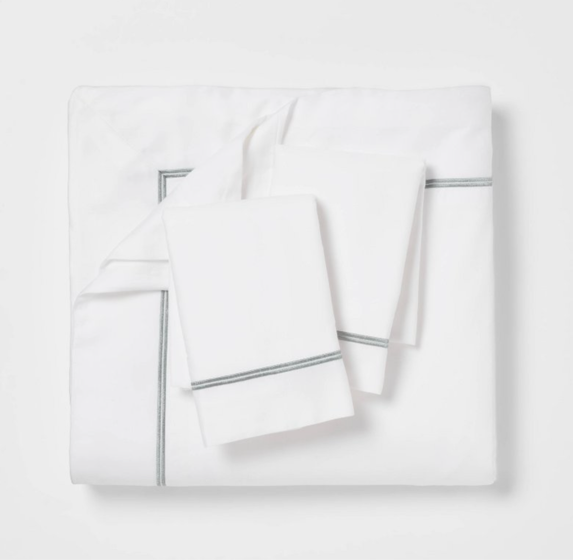 As Is King Luxe Embroidered Border Duvet Cover - Threshold