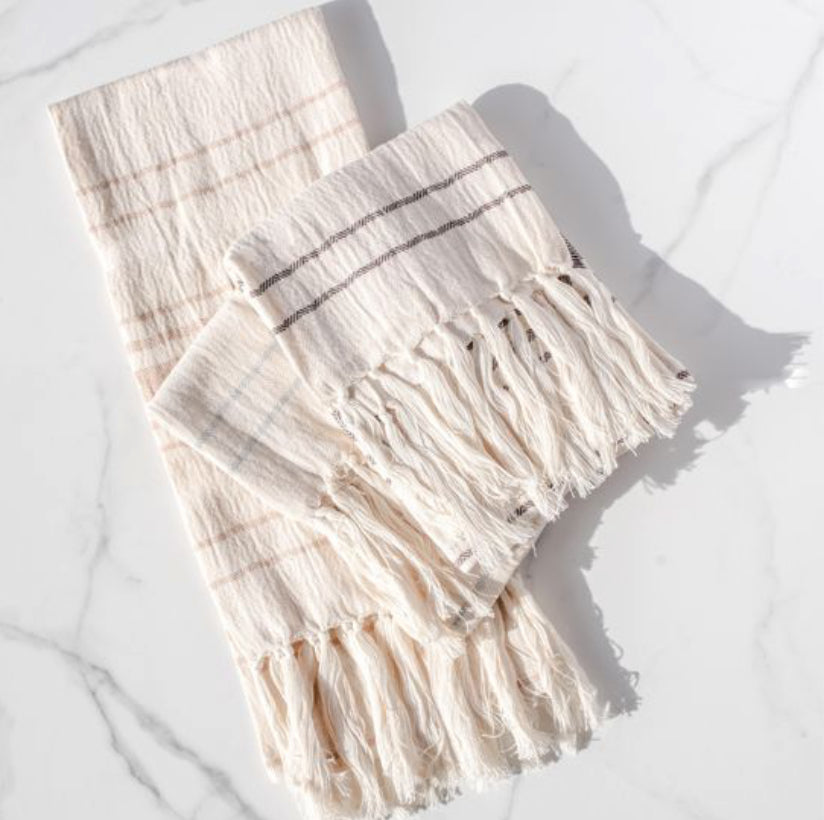 Set of 3 Stripe Fringe Towels