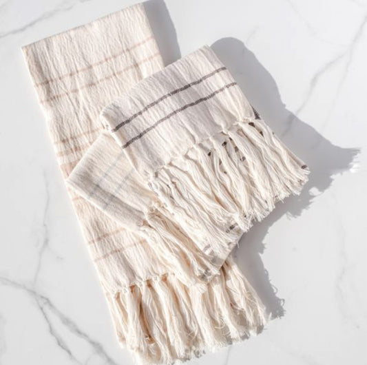 Set of 3 Stripe Fringe Towels