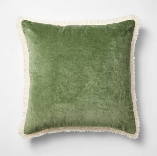 Oversized Velvet Throw Pillow w/ Fringe Threshold As Is
