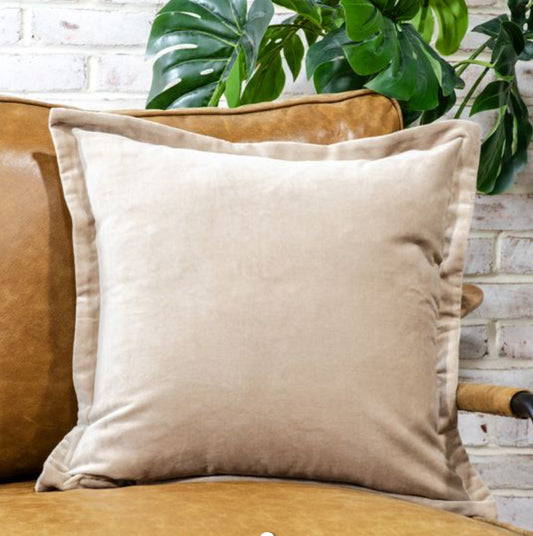 18 X 18 Beige Velvet Pillow