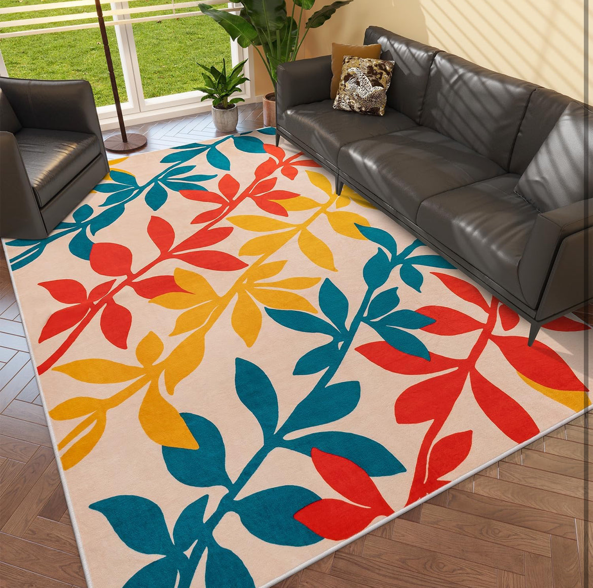 5’ x 7’ Botanical Maple Leaf Rug