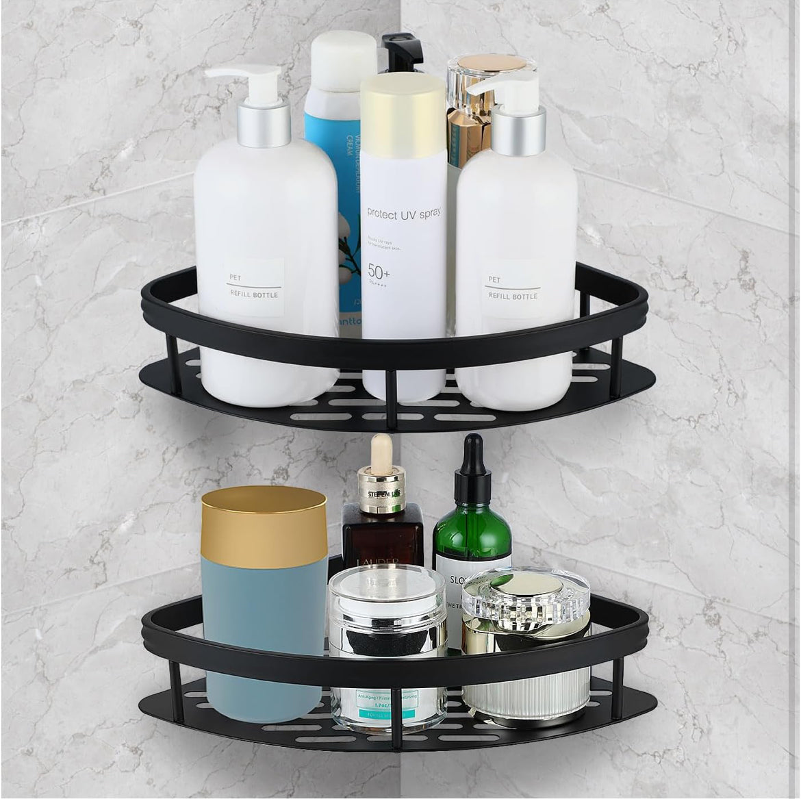 Shower Caddy 2 Pack Adhesive Shower Corner Organizer