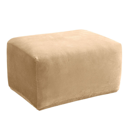 Stretch Piqué Oversized One Piece Ottoman Slipcover - Cream