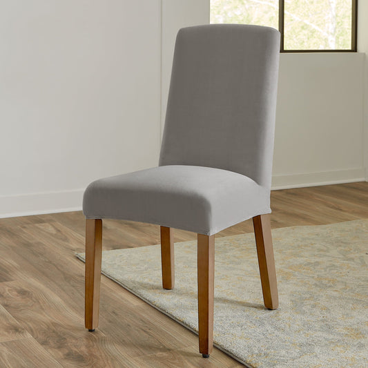 Sure Fit Box Cushion Dining Chair Slipcover Polyester in Gray 42 H X 18 W