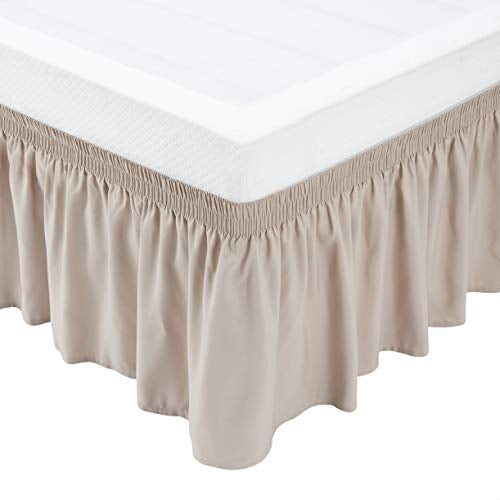 Twin / Twin XL 16" Ruffled Bed Skirt Elastic Three Sided - Taupe