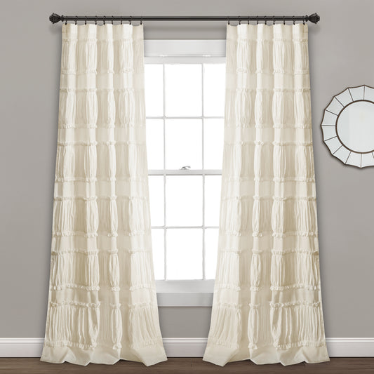 42” x 84” Lush Decor Nova Ruffle Textured Ivory 3 Rod Pocket Window Panel - Set of 2