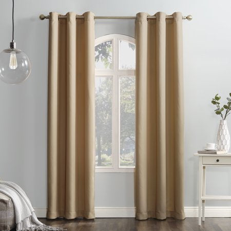 48” x 63” No 918 Textured Semi-Sheer Grommet Curtain Panel Taupe - Set of 2