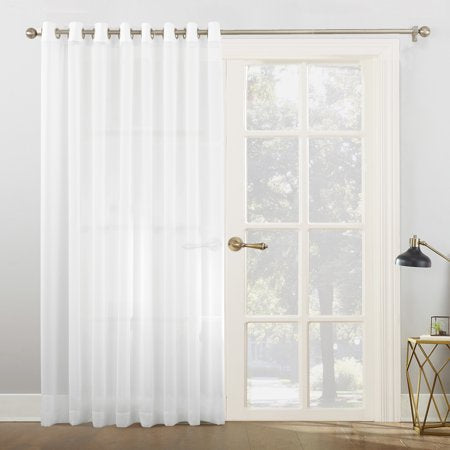 No 918 Sheer White Voile Grommet Top Curtain - 1 Patio Door Panel