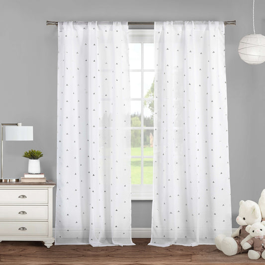 38” x 84” Lala + Bash Kids Metallic Triangle Curtain Panel Pole Top
