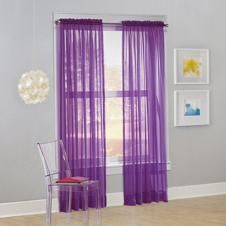 63” x 59” No 918 Sheer Purple Rod Pocket Curtain Panel - 1 Panel