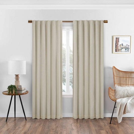 50” x 63” Eclipse Blackout Window Curtain Nora Solid Linen - 1 Panel