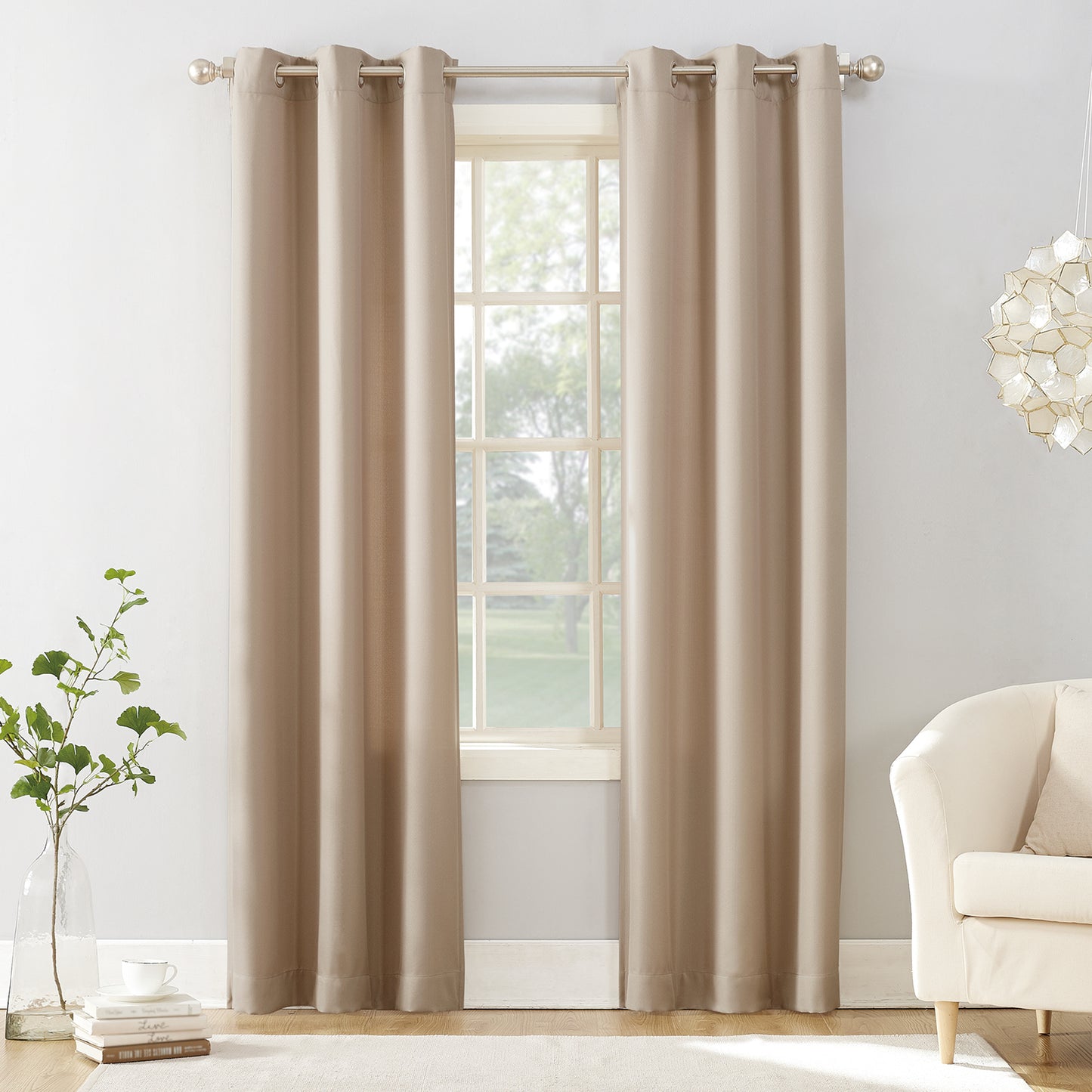 40” x 84” Valerie Heathered Texture Semi-Sheer Grommet Curtain Panel  Oatmeal - 1 Panel