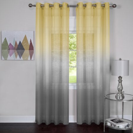 52” x 84” Achim Rainbow Grommet Yellow/Gray Ombré Curtain - 1 Panel