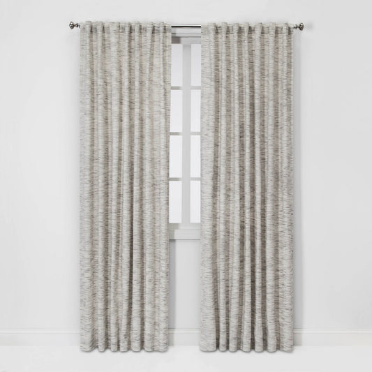 54" x 84" Project 62 Light Filtering Striation Herringbone Window Curtain Panel White/Gray - 1 Panel