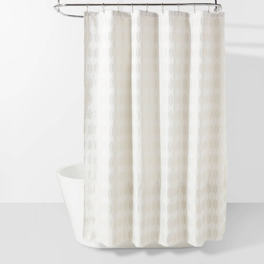 72” Threshold Metallic Geometric Stripe Shower Curtain