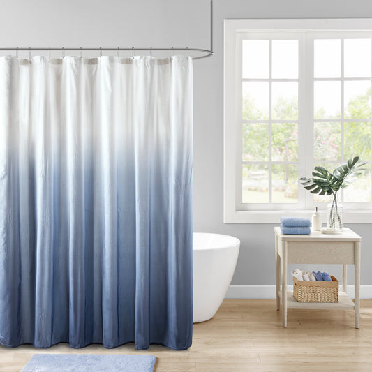 72” Madison Park Ara Ombre Printed Seersucker Shower Curtain