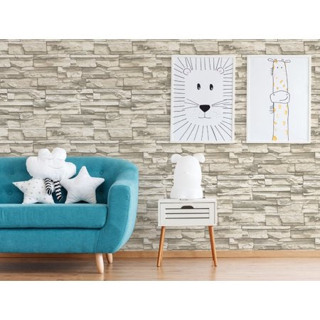 Natural Stacked Stone Peel and Stick Wallpaper Covers 28.18 sq. ft.